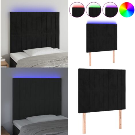 Kopfteil Mit Ohren Schwarz 147x23x118/128 Cm Samt - Bettkopfteil