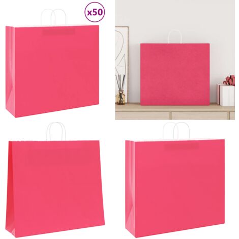 vidaXL Papiertragetaschen 50 Stk. mit Henkeln Rosa 54x15x49 cm