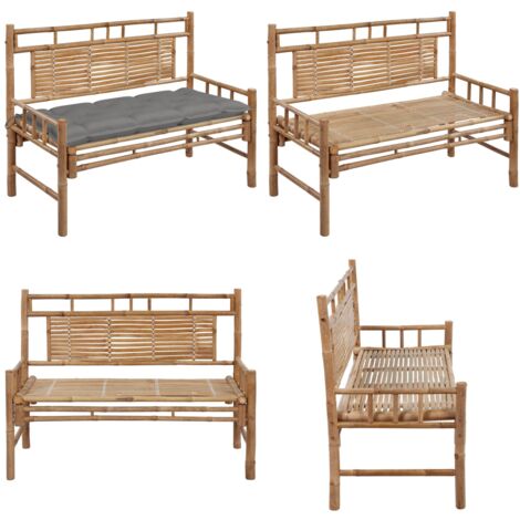 Gartenbank mit Auflage 120 cm Bambus - Bambus Gartenbank - Gartenmbel -  Outdoor Mbel - Sitzbank - Lounge Chair - Home & Living