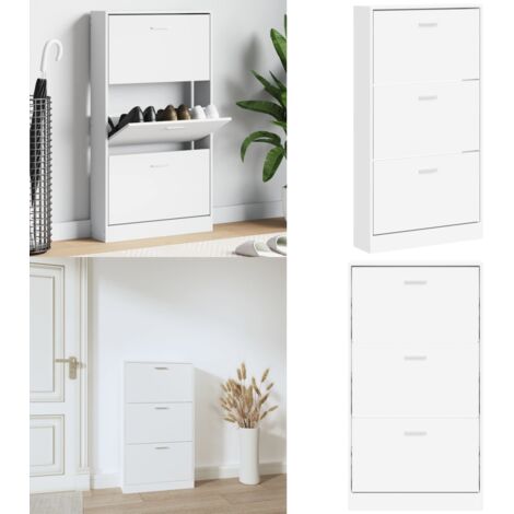 Schuhschrank Weiß 59x17x108 cm Holzwerkstoff - Schuhschrank - Holzwerkstoffmöbel - Garderobe - Schrank - Schuhorganisation - Home & Living (1/5)