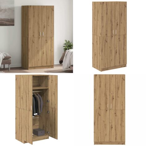 Hommdiy Kleiderschrank Weiß 80x52x180 Cm – Mit 2 Türen & Hängestange, Holzwerkstoff