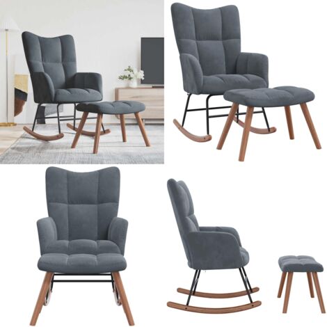 Schaukelstuhl mit Hocker Samt Dunkelgrau - Samtsofa - Relaxsessel - Lounge Chair - Schaukelstuhl - Gemütlicher Stuhl - Home & Living (1/5)