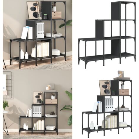 Bücherregal Schwarz 92x30x102 cm Holzwerkstoff und Metall - Bucherregal - Regal - Treppenregal - Etagenregal - Wohnraumgestaltung - Home & Living (1/5)