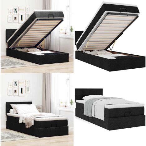 vidaXL Ottoman-Bett mit Matratze Schwarz 90x190 cm Stoff