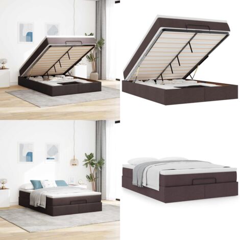 vidaXL Ottoman-Bett mit Matratze Dunkelbraun 140x190 cm Stoff