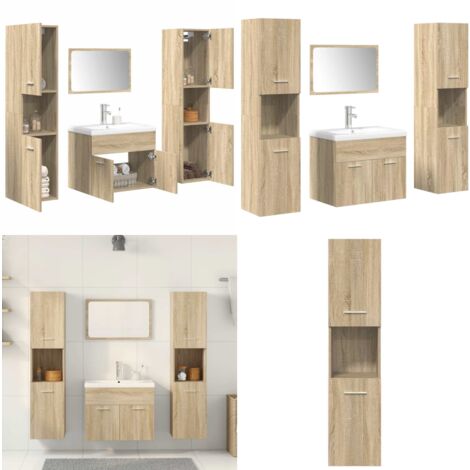 Massbinet 4-teiliges Badmöbel-Set Sonoma-Eiche - Stilmöbel Aus Massivholz