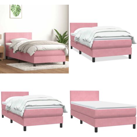 Boxspringbett mit Matratze Rosa 90x220 cm Samt