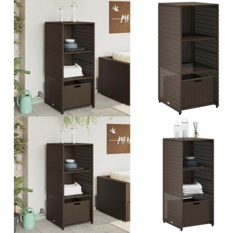 Gartenschrank Braun 50x55x115 cm Poly Rattan - Outdoor-Schrank ...