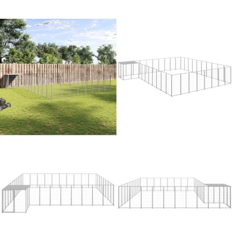 Hundezwinger Silbern 25,41 m² Stahl - Hundehütte - Hundezwinger - Zwinger Für Hunde - Hundehaus - Outdoor Hundezwinger - Home & Living (1/5)