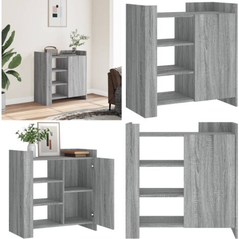 VidaXL Credenza In Legno Multistrato Rovere Sonoma, 73,5x35x75 Cm - Mobile Con Anta E Fissaggio A Parete