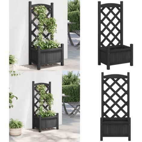 Pflanzkbel mit Spalier Schwarz Massivholz Tanne - Blumentopf - Rankgerst  - Gartendekoration - Terrassentrends - Holztpfen - Home & Living