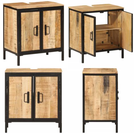 INLIFE Massivholz-Badregal Aus Mango & Eisen – 80x50x23 Cm, Stylisches Stauraum-Wunder Für Dein Modernes Bad