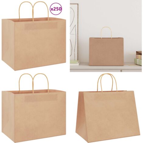 250 Papiertragetaschen Papiertüten 26+12x35cm braun Bio nassfest 80g/m² 250 Papiertragetaschen Papiertüten 26+12x35cm braun Bio nassfest 80g/m²