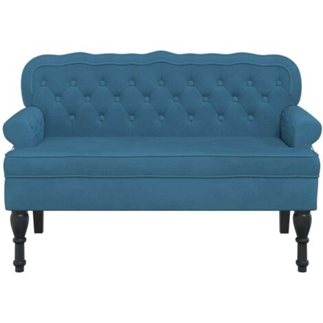 vidaXL Sitzbank mit Rückenlehne Blau 119,5x64,5x75 cm Samt