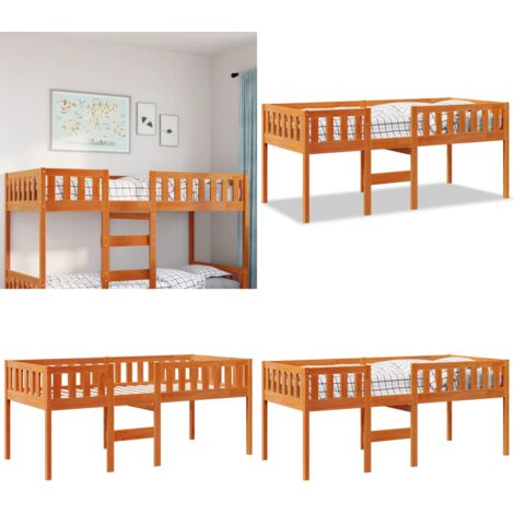 vidaXL Kinderbett ohne Matratze Wachsbraun 90x200 cm Massivholz Kiefer