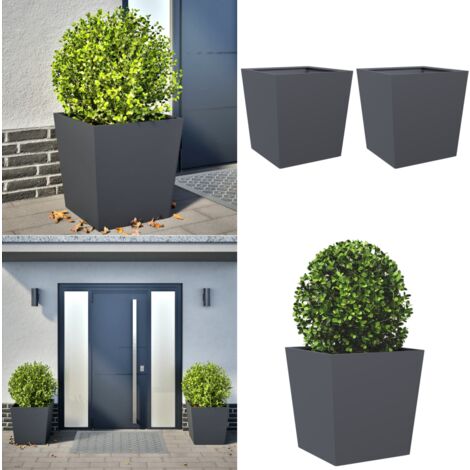 vidaXL Pflanzkbel 2 Stk. Anthrazit 50x50x50 Stahl