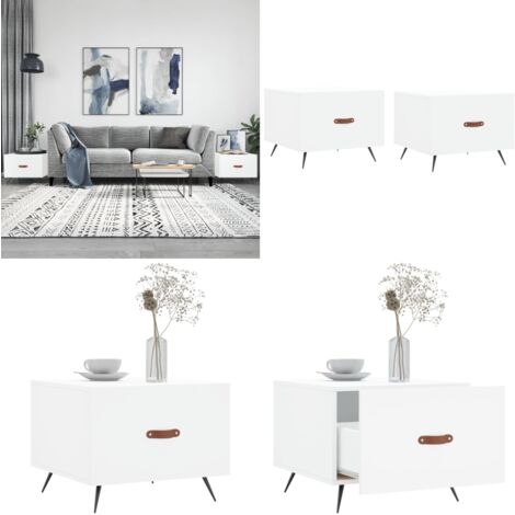 CKioict Couchtisch Weiß 51,5cm - Holzwerkstoff Beistelltisch Mit Stauraum