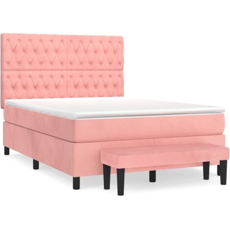 Boxspringbett Rosa Boxspringbett mit Matratze Rosa 140x200 cm Samt - Samtbett ...