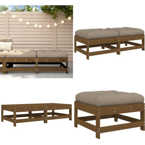 Gartenhocker mit Kissen 2 Stk. Honigbraun Massivholz Kiefer - Gartenhocker - Holz Gartenmöbel - Kiefernholz Möbel - Lounge Set - Gartenlounge - Home & Living (1/5)