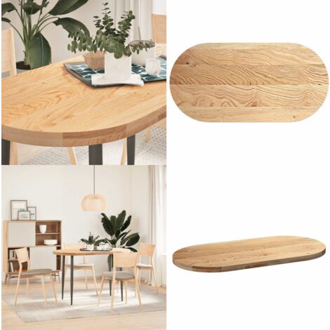 INLIFE Eichen-Tischplatte Oval 280x120x4cm – Massiv, Hellbraun, 57kg, Unikat Mit Natürlicher Maserung