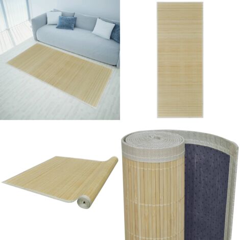 Teppich Bambus Natur Rechteckig 80x200 cm - Bambus Teppich - Naturfaser  Teppich - Rattan Teppich - Wohnzimmer Teppich - Flur Teppich - Home & Living
