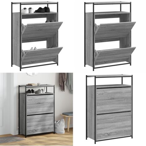 Schuhschrank Grau Sonoma 75x34x112 cm Holzwerkstoff - Schuhschrank - Schrank Für Schuhe - Schuhregal - Garderobe - Einbauschrank - Home & Living (1/5)