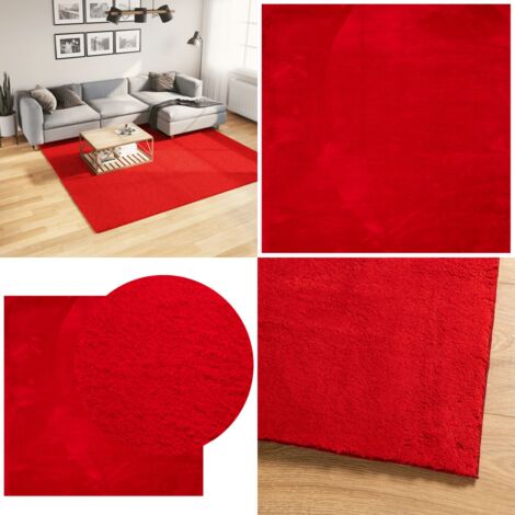 Produktbild von Carpetsale24 Kurzflor Teppich Läufer Flur 80 X 150 Cm Rot - Teppich Waschbar, Rutschfest, Weich, Modern Einfarbig Design - Für Wohnzimmer