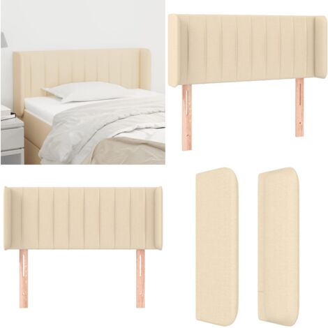 OVIO Kopfteil Mit Holzbeinen - Gemütliche Chenille Polsterung In Creme Weiß