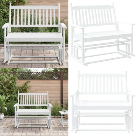 Schaukelbank Weiß 118x70x104,5 cm Massivholz Pappel - Schaukelstuhl - Gartenbank - Holzsessel - Außensitzgelegenheit - Lounge Möbel - Home & Living (1/5)