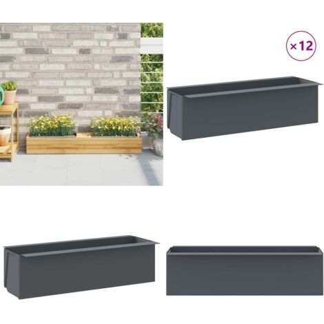Pflanzkasten fr Europaletten 12 Stk. Grau 36x13,5x9,5 cm PP - Blumenksten  - Pflanzksten - Gartenmbel - Europalette - Graue Farbe - Home & Living