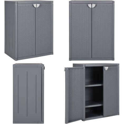 Gartenschrank Grau 65x45x88 cm PP Rattan-Optik - Gartenschrank ...