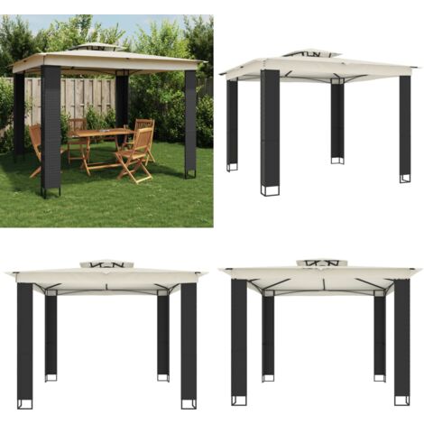 vidaXL Pavillon mit Doppeldach Creme 2,94x2,94 m Stahl (1/5)