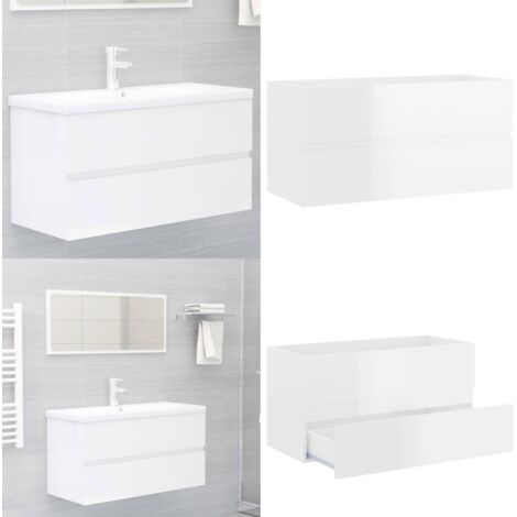 Lavita Waschbeckenunterschrank Minnesota - Weißer Badschrank 100cm Montiert