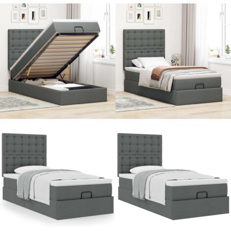 vidaXL Ottoman-Bett mit Matratze Dunkelgrau 80x200 cm Stoff