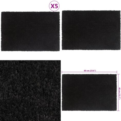 Fußmatten 5 Stk. Schwarz 40x60 cm Kokosfaser Getuftet - Kokosfußmatte ...