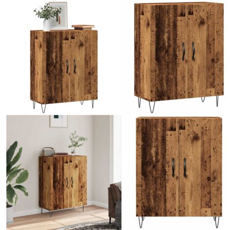 VidaXL Sideboard In Legno Rovere Nero, 69,5x34x90 Cm, 2 Ante, Maniglie Dorate, Mobile Buffet Per Soggiorno E Sala Da Pranzo - 3