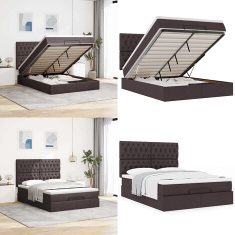 vidaXL Ottoman-Bett mit Matratze Dunkelbraun 140x200 cm Stoff