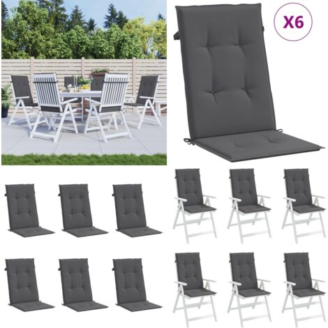 Gartenstuhlauflagen für Hochlehner 6 Stk. Anthrazit 120x50x3 cm - Hochlehner Auflagen - Gartenstuhlkissen - Outdoor Kissen - Sitzauflage - Wasserabweisende Kissen - Home & Living
