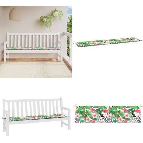 Gartenbank-Auflage 110x50x7 Cm – Sitzkissen Mit Hohlfaserfüllung, 100% Polyester, Wasserabweisend, Rutschfest Mit 2 Befestigungsschnüren, Farbenfrohes Design, Outdoor Geeignet
