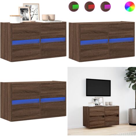 vidaXL TV Wandschrank, TV Schrank mit viel Stauraum, Wandmontage Fernsehschrank mit LED-Leuchten, Hängeschrank TV Möbel Ständer, Modern, Braun vidaXL TV Wandschrank, TV Schrank mit viel Stauraum, Wandmontage Fernsehschrank mit LED-Leuchten, Hängeschrank TV Möbel Ständer, Modern, Braun