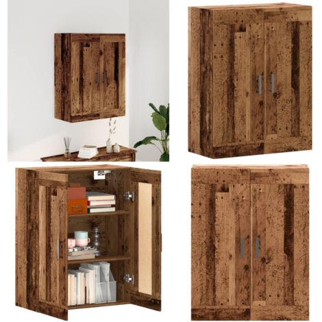 Wandkast met Glazen Deuren Oud Hout 69,5x34x90 cm Wandkast met Glazen Deuren Oud Hout 69,5x34x90 cm