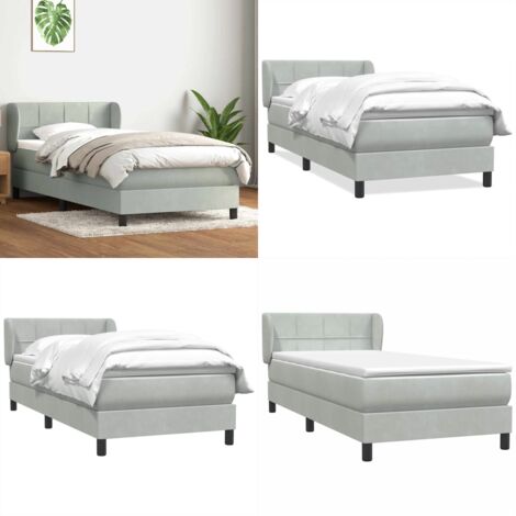 VidaXL Boxspringbett 120x200cm - Mit Matratze & Topper Hellgrau Cord