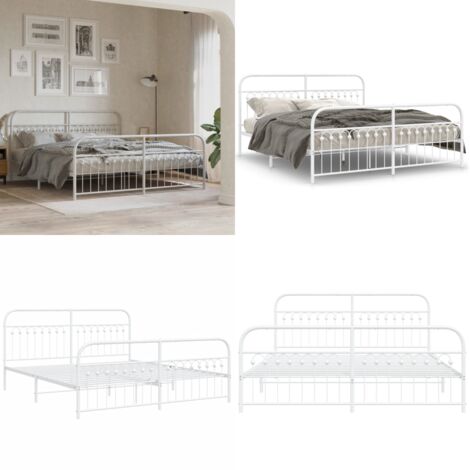 BOFENG Doppelbettgestell Mit Kopfteil – Metallbett Mit Stauraum, Weiß, Für 140cm Matratze