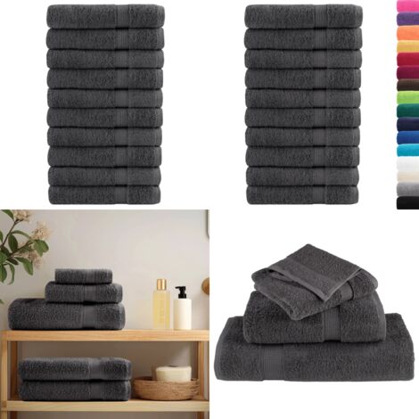 Premium-Saunatücher SOLUND 10 Stk Anthrazit 80x200 cm 600 g/m² - Saunatücher - Baumwollhandtücher - Saunazubehör - Wellnessaccessoires - Anthrazit - Home & Living