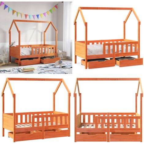 vidaXL Kinderbett mit Schubladen 80x160 cm Massivholz Kiefer (1/5)