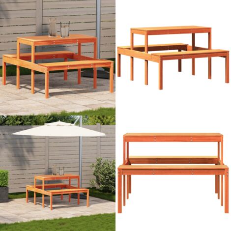 Picknicktisch Wachsbraun 110x134x75 cm Massivholz Kiefer - Holztisch - Esszimmertisch - Gartenmöbel - Terrasse Möbel - Kiefernholz - Home & Living