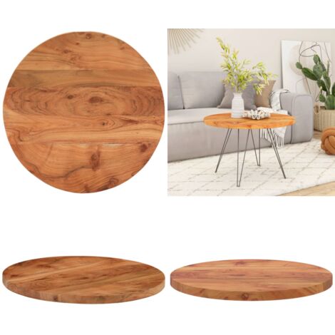 VidaXL Tischplatte Rund 50x2 Cm Aus Massivholz Akazie – Naturbelassen Mit Öl-Finish, Für Garten Oder Indoor