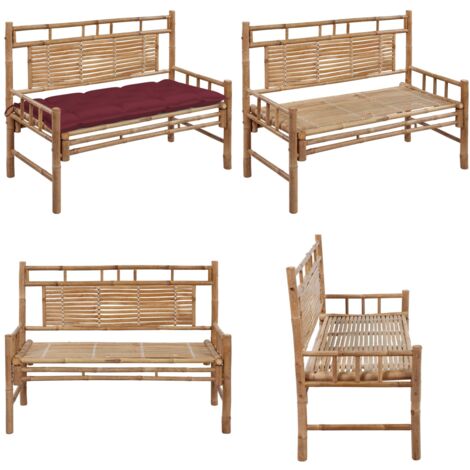 Gartenbank mit Auflage 120 cm Bambus - Bambus Gartenbank - Gartenmöbel - Outdoor Möbel - Sitzbank - Lounge Chair - Home & Living (1/5)