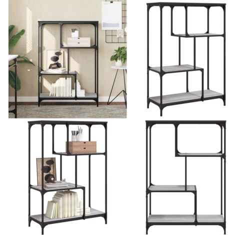 Bücherregal Grau Sonoma 81x36x115 cm Holzwerkstoff und Stahl - BucheRegal - Industrielles Regal - Regal Grau - Regal Metall - Regal Holzwerkstoff - Home & Living (1/5)
