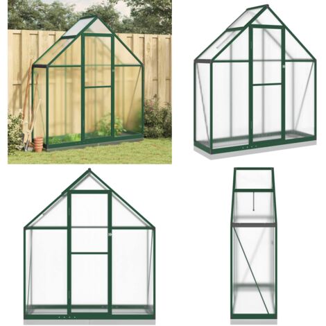 Gewächshaus mit Fundamentrahmen Grün 169x58x202 cm Aluminimum - Gewächshaus - Treibhaus - Gartenhaus - Alu-Gewächshaus - Polycarbonat-Gewächshaus - Home & Living
